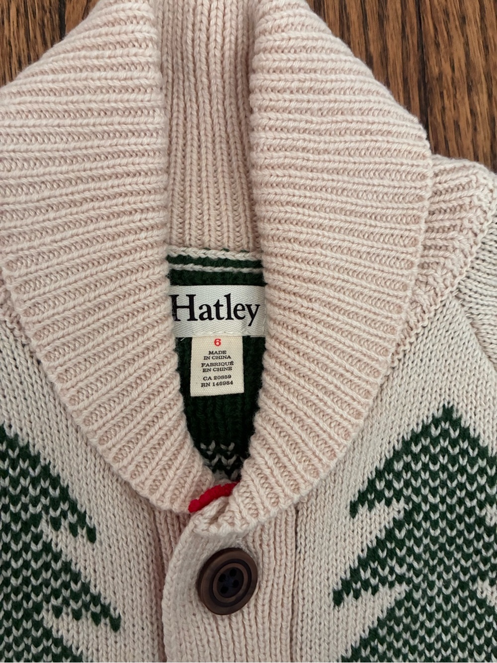 Hatley Red & Cream Moose Fair Isle Shawl-Collar Cardigan - Picture 2 of 5
